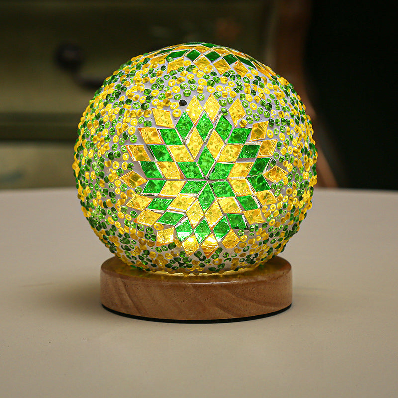 dimmable led glass mosaic table lamp for a bohemian vibe glasstable
