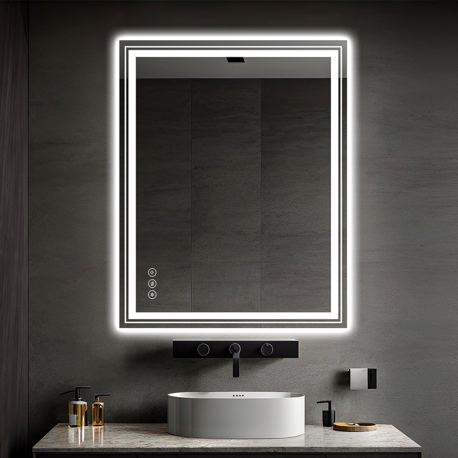 91.5 x 76 cm LED Dimmable Memory Touch Bathroom Vanity Mirror