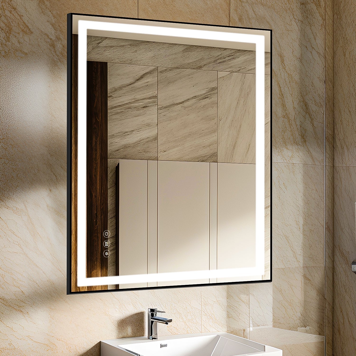 91.5 x 91.5 cm Touch Dimmable Anti-Fog Bathroom Vanity Mirror with Memory