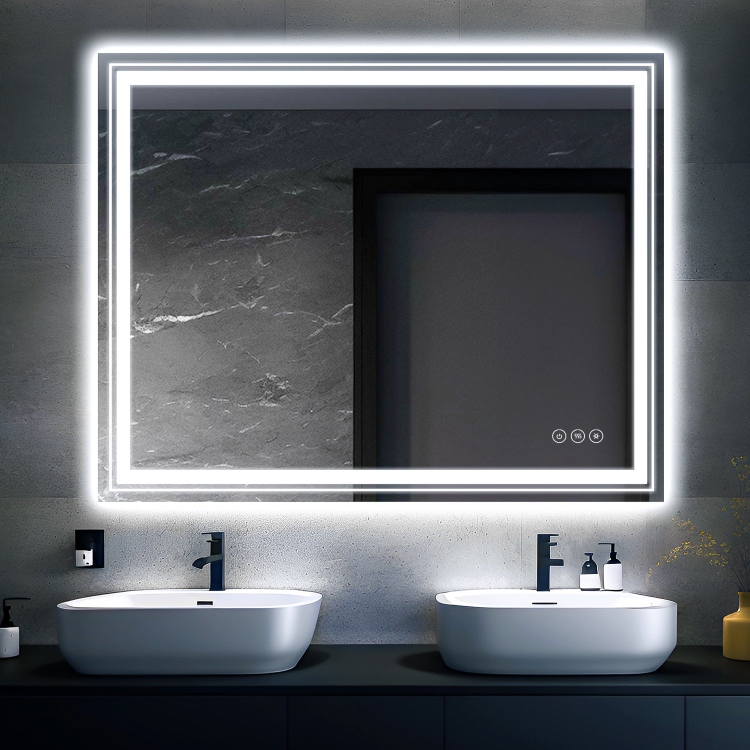 91.5 x 76 cm LED Dimmable Memory Touch Bathroom Vanity Mirror