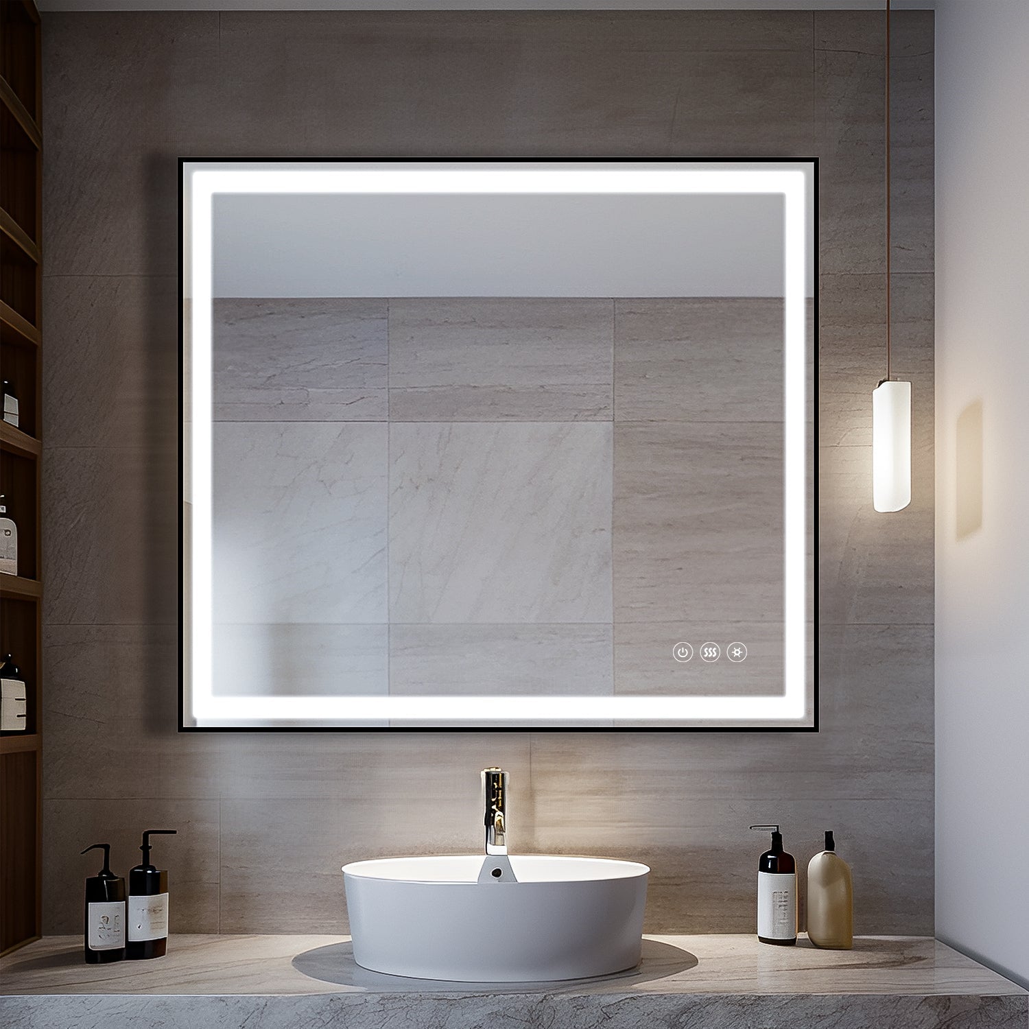 91.5 x 91.5 cm Touch Dimmable Anti-Fog Bathroom Vanity Mirror with Memory