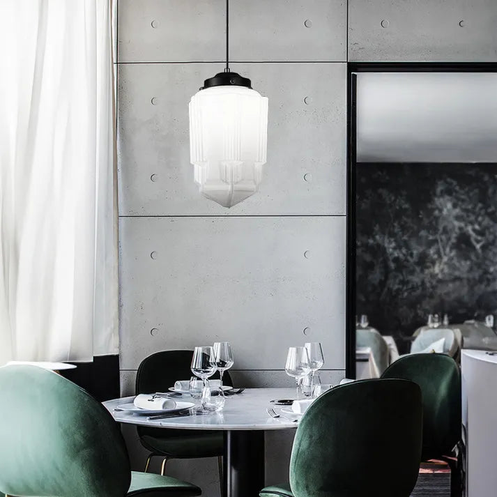 Chic Geometric Pendant Lamp in Matte Glass - GeoDrop