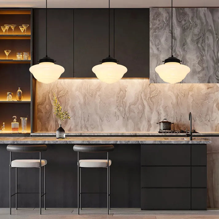 Chic Geometric Pendant Lamp in Matte Glass - GeoDrop