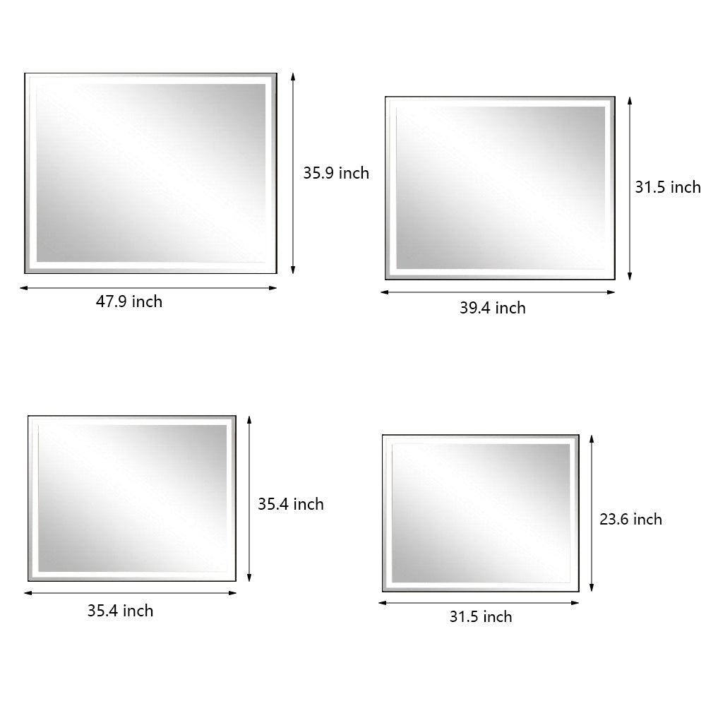 91.5 x 91.5 cm Touch Dimmable Anti-Fog Bathroom Vanity Mirror with Memory