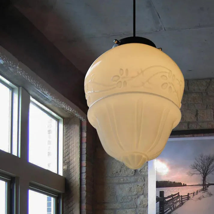Chic Geometric Pendant Light in Frosted Glass - GeoDrop