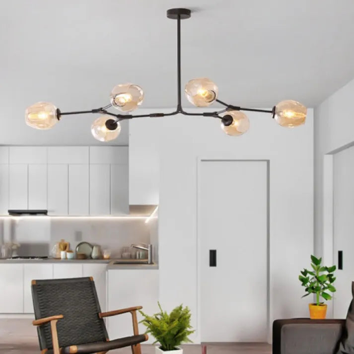 Modern Sputnik Pendant Lamp with Glass Bubble Accents - BubbleDrop