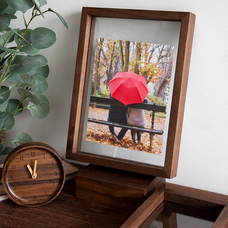 10 x 15 cm Rectangular Nut Brown Picture Frame with Wall Hanging