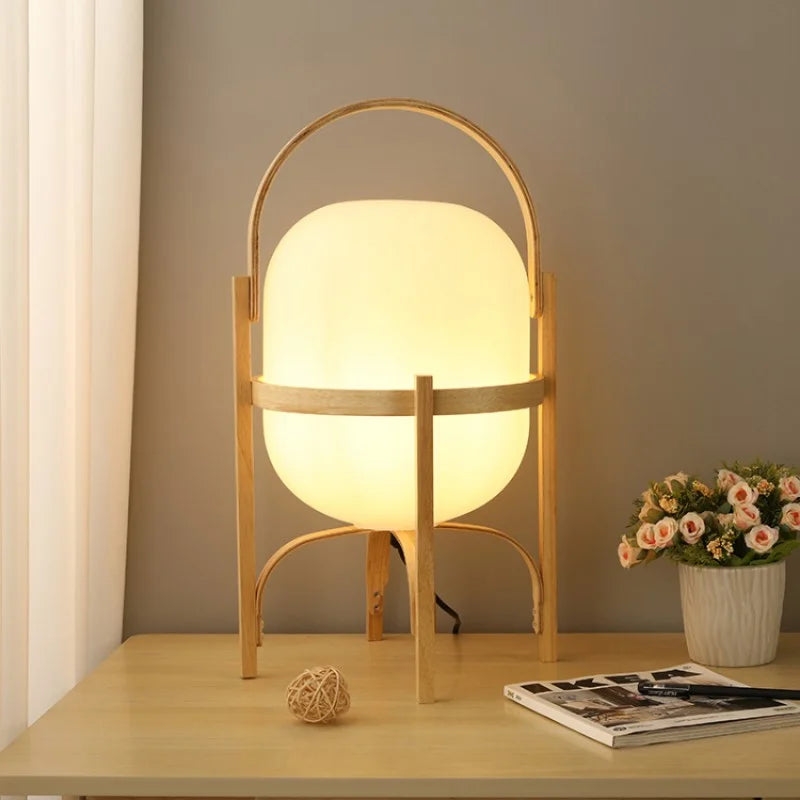 Woven Basket LED Lamp for Ambient Elegance - BasketTable