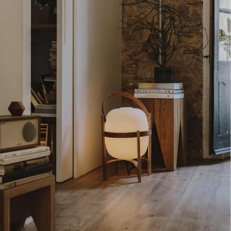 Woven Basket LED Lamp for Ambient Elegance - BasketTable