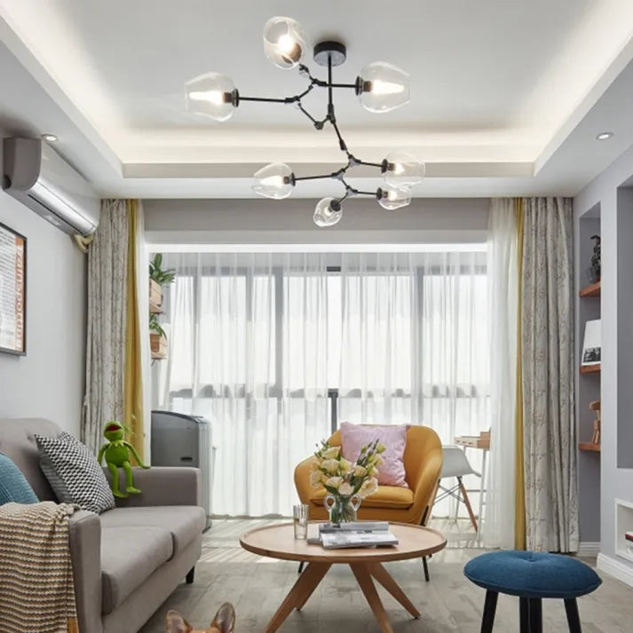 Modern Sputnik Ceiling Light with Bubble Glass Accents - BubbleDrop