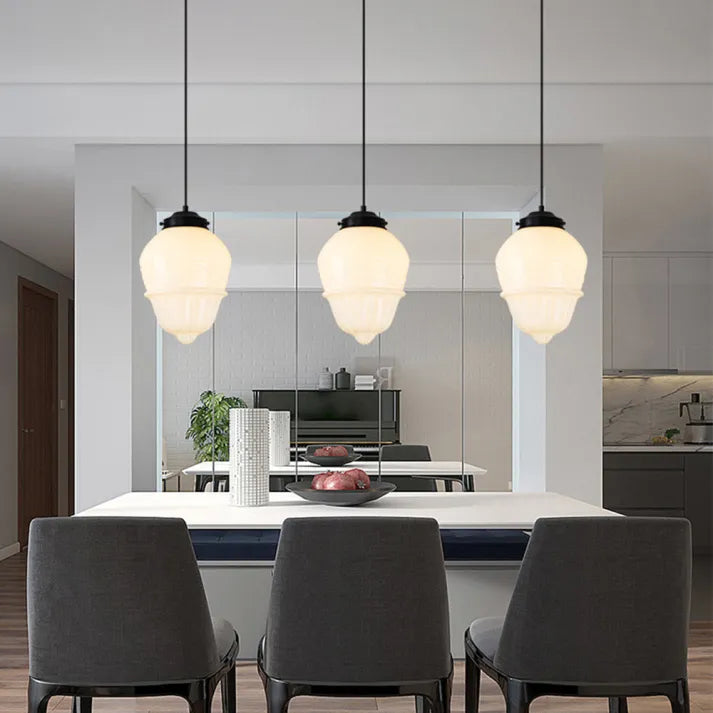 Chic Geometric Pendant Light in Frosted Glass - GeoDrop
