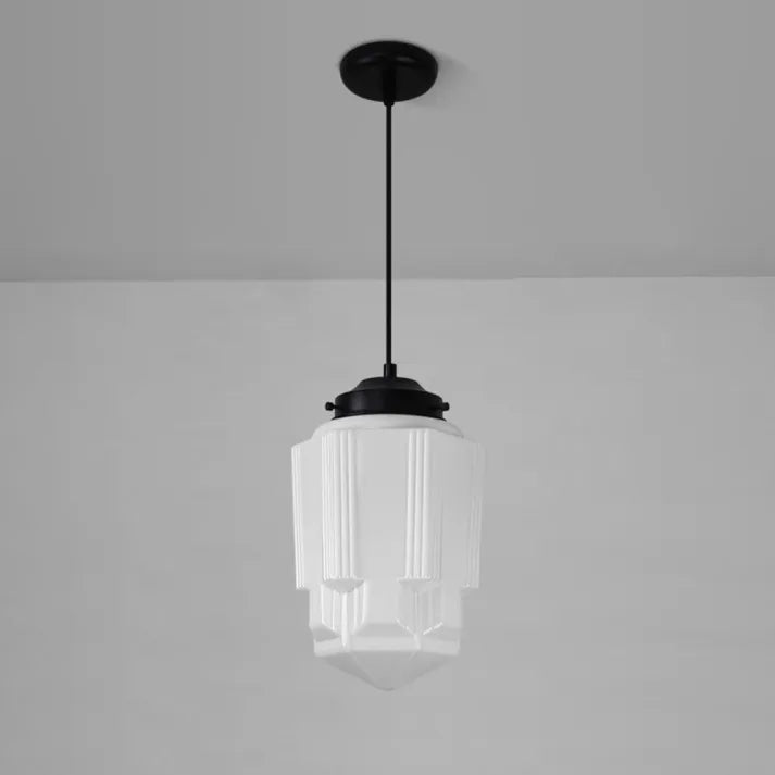 Chic Geometric Pendant Light in Frosted Glass - GeoDrop