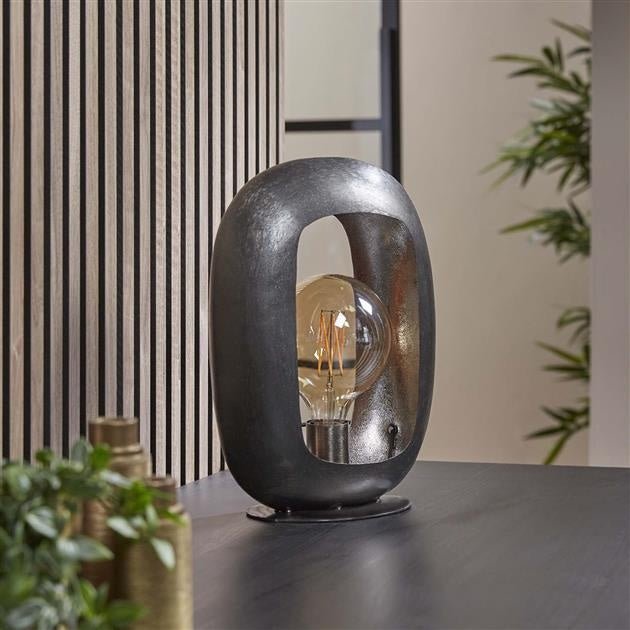 Modern Black Nickel Table Lamp with Industrial Charm - IndusTable