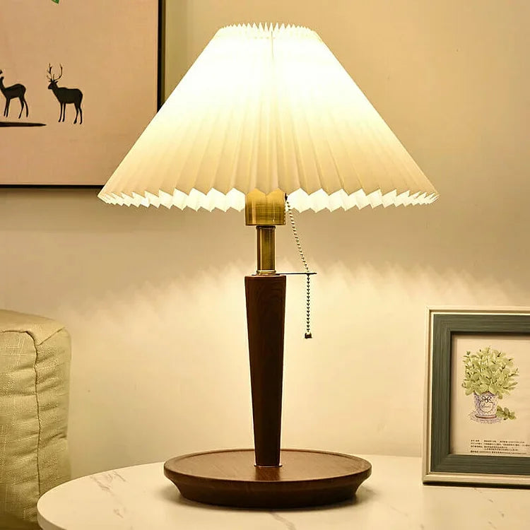 Cozy Pleated Wooden Table Lamp for Warm, Inviting Spaces - WoodTable