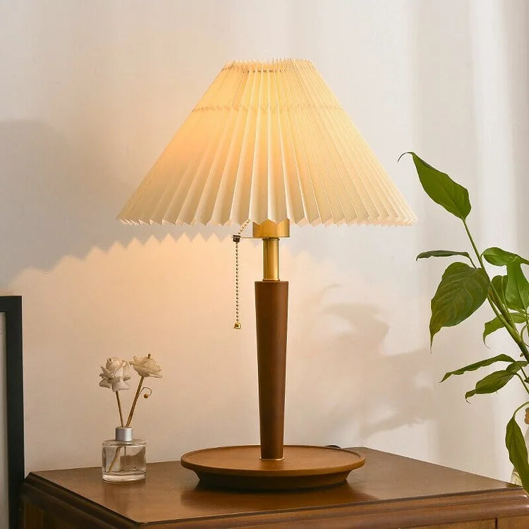 Cozy Pleated Wooden Table Lamp for Warm, Inviting Spaces - WoodTable