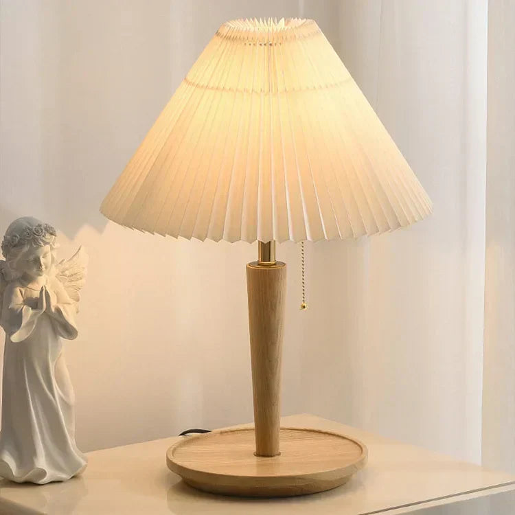 Cozy Pleated Wooden Table Lamp for Warm, Inviting Spaces - WoodTable