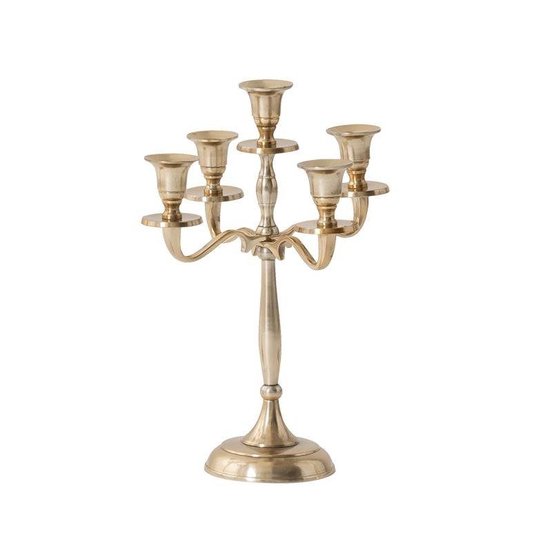 Gold Silver Metal Candelabrum for 5 Candles