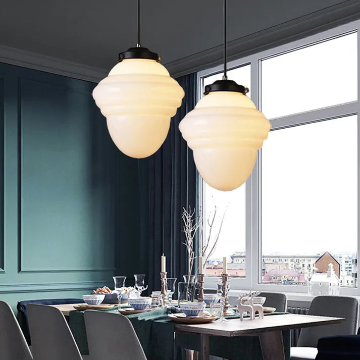 Chic Geometric Pendant Lamp in Matte Glass - GeoDrop