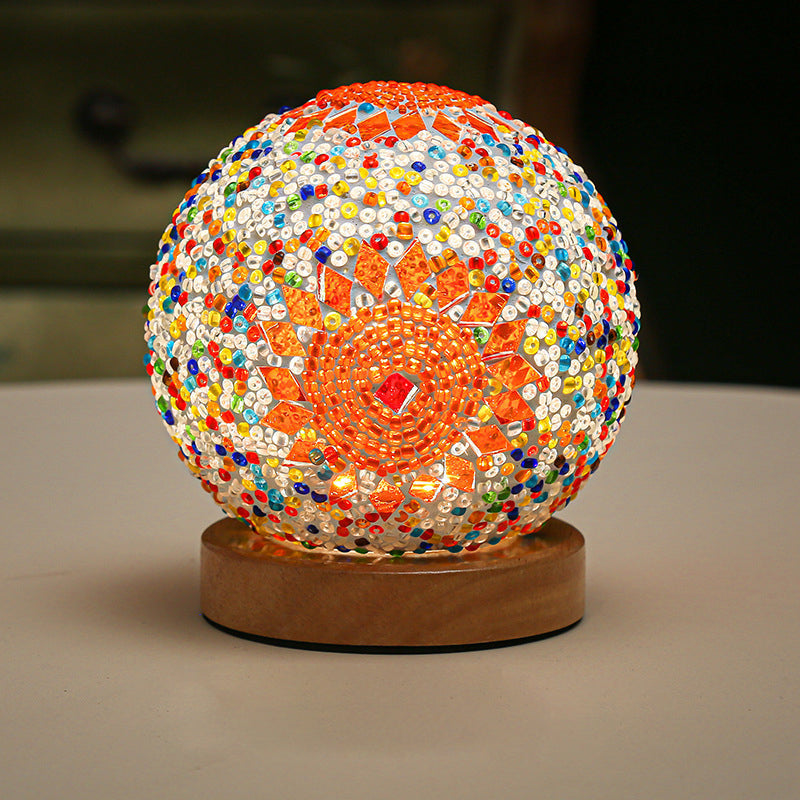 dimmable led glass mosaic table lamp for a bohemian vibe glasstable