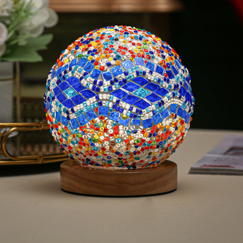 dimmable led glass mosaic table lamp for a bohemian vibe glasstable