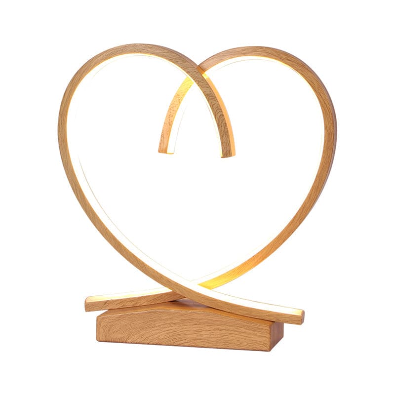 Charming Wooden Bedside Lamp with Heart Design - HeartTable