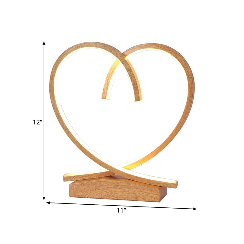 Charming Wooden Bedside Lamp with Heart Design - HeartTable