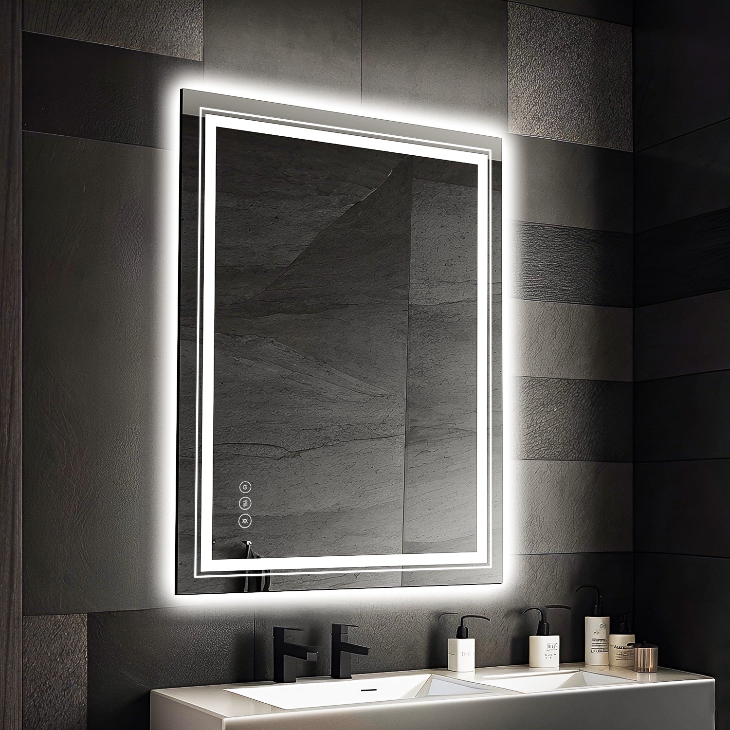 91.5 x 76 cm LED Dimmable Memory Touch Bathroom Vanity Mirror