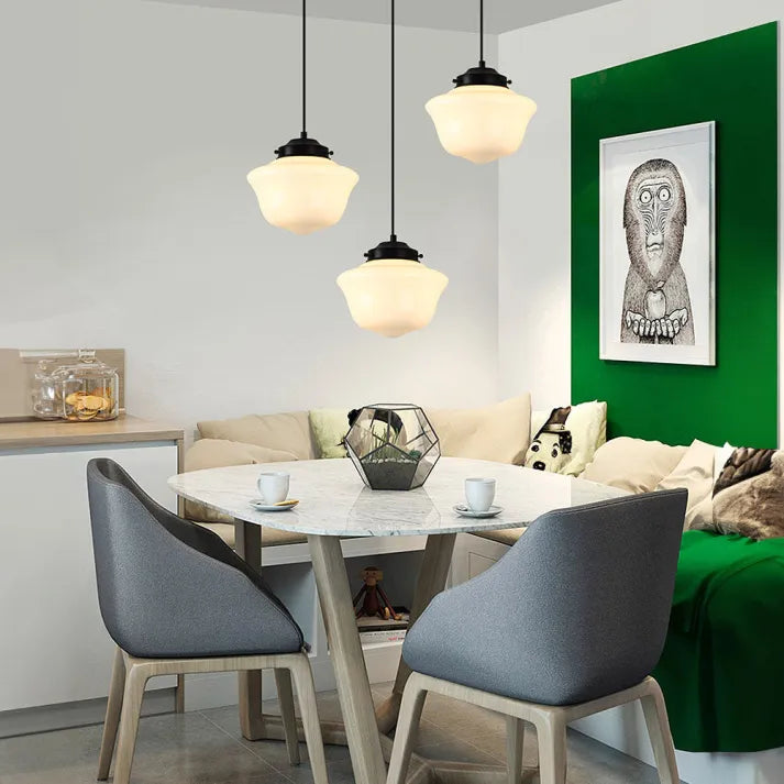 Chic Geometric Pendant Light in Frosted Glass - GeoDrop