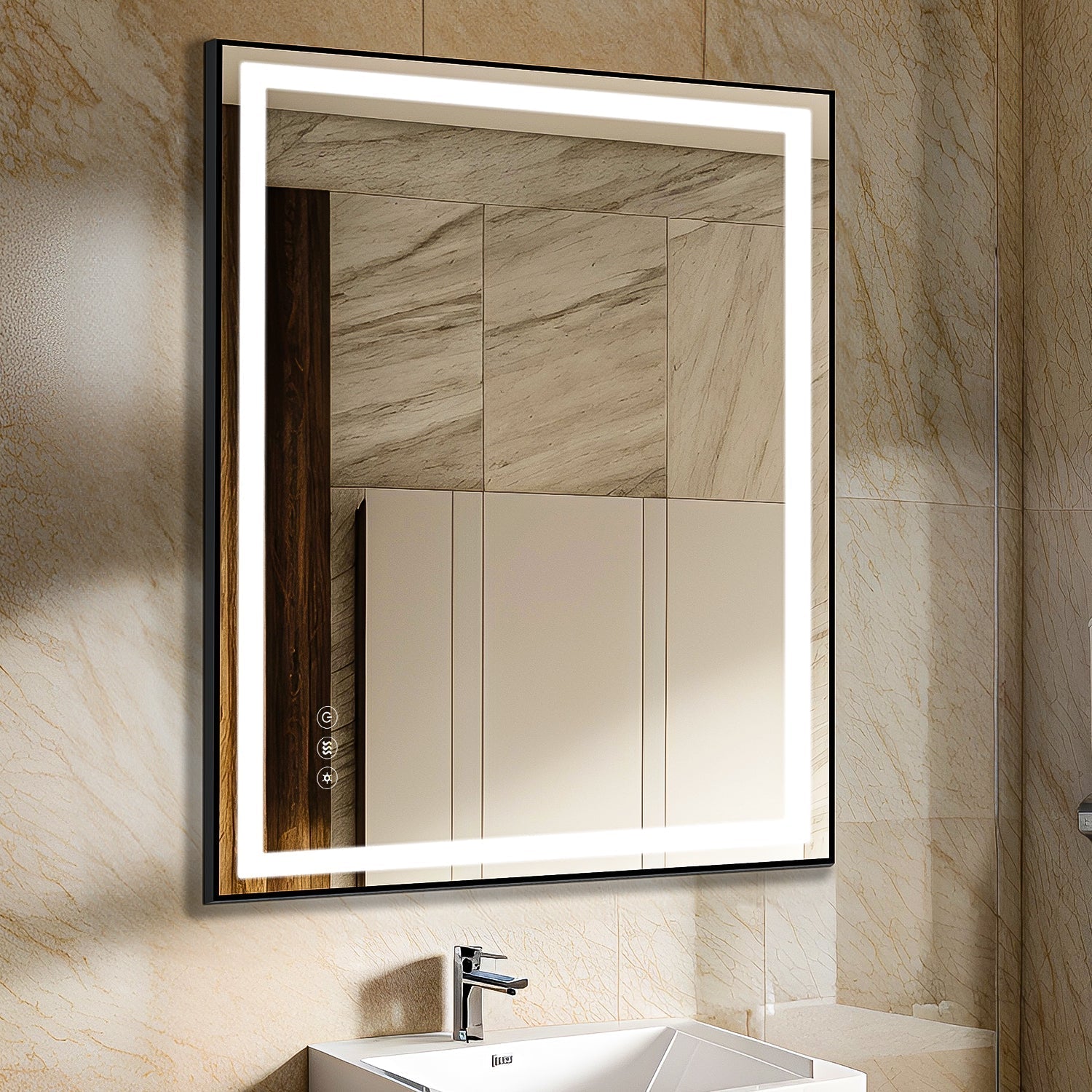 91.5 x 91.5 cm Touch Dimmable Anti-Fog Bathroom Vanity Mirror with Memory