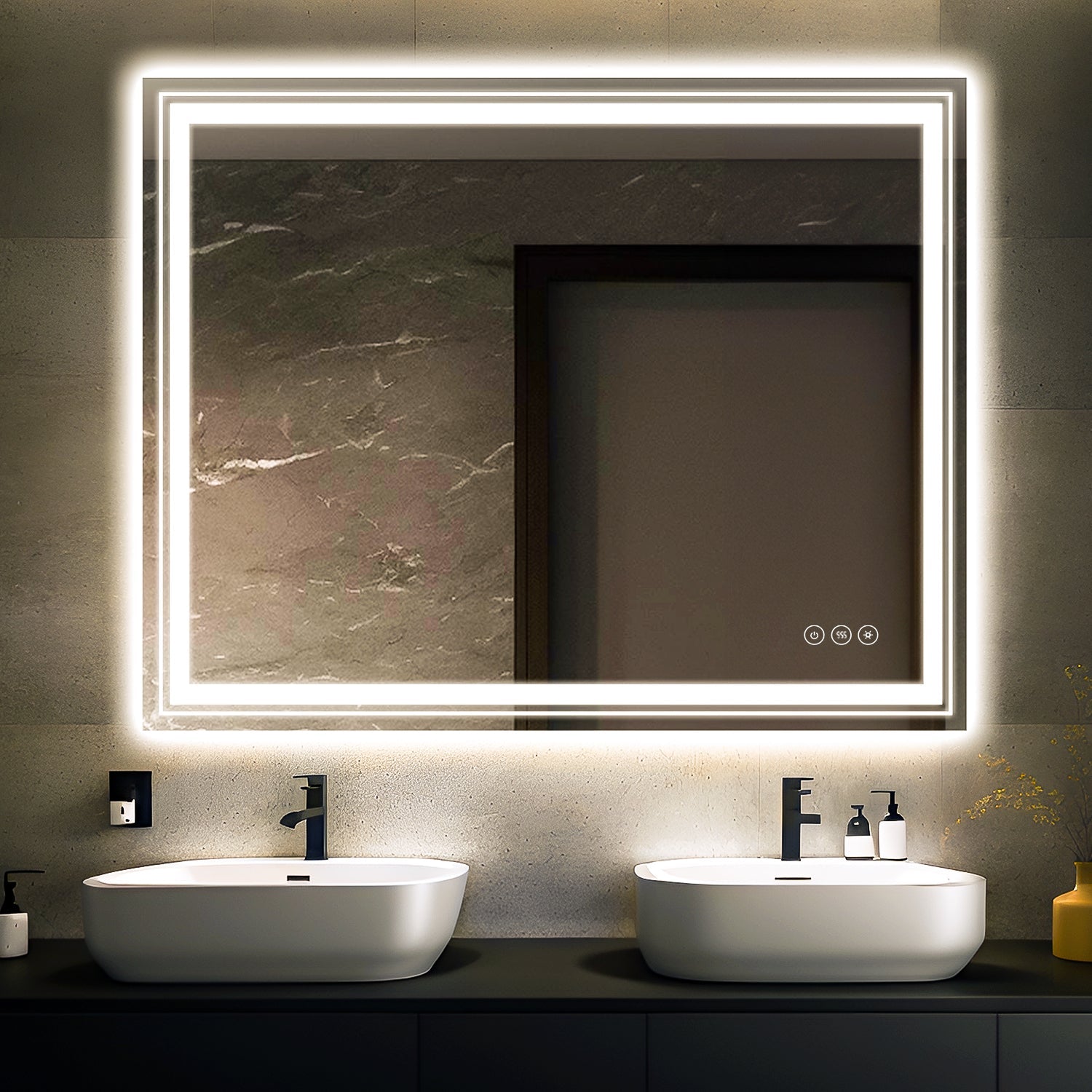 91.5 x 76 cm LED Dimmable Memory Touch Bathroom Vanity Mirror