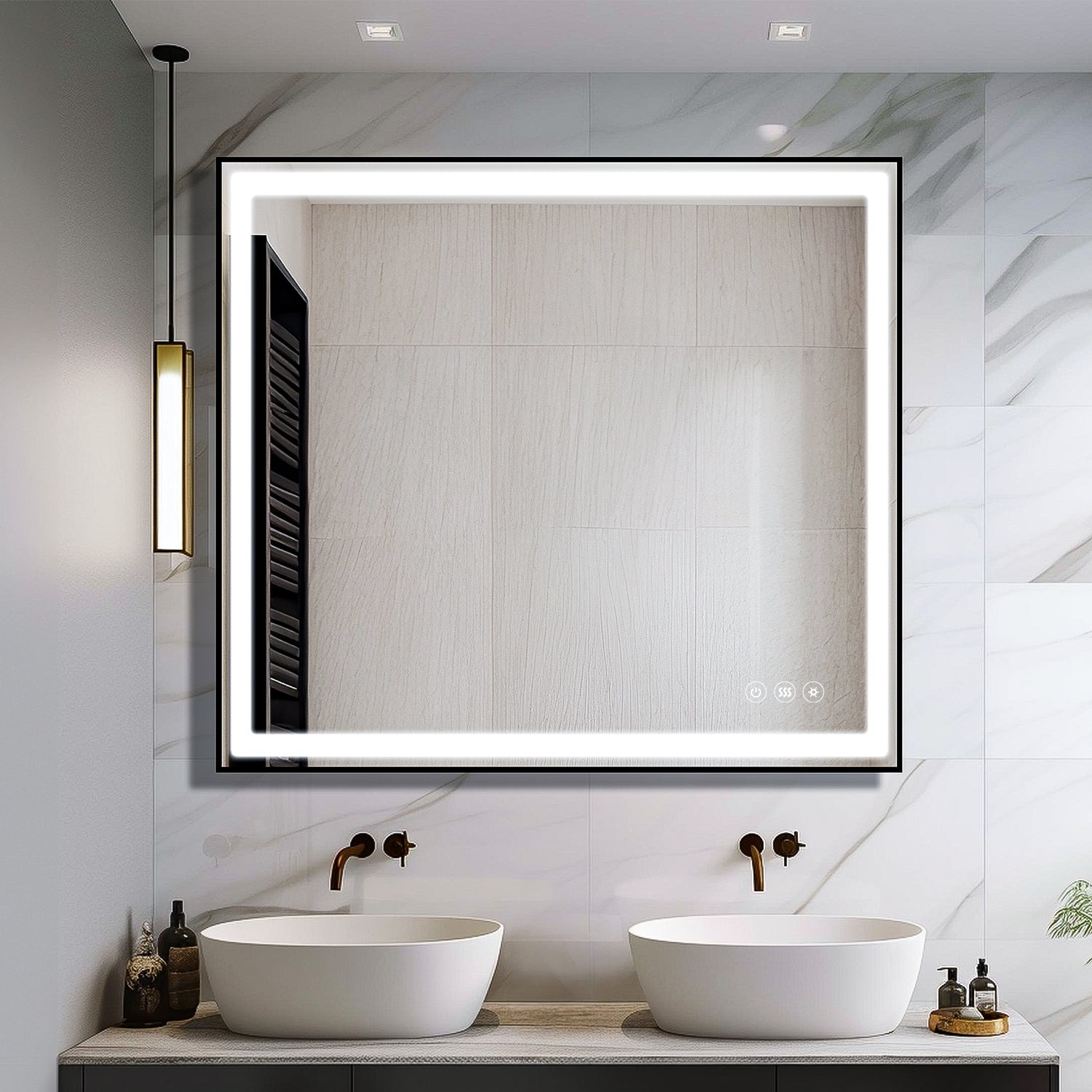 91.5 x 91.5 cm Touch Dimmable Anti-Fog Bathroom Vanity Mirror with Memory