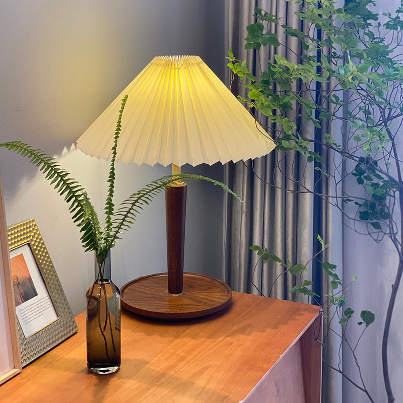 Cozy Pleated Wooden Table Lamp for Warm, Inviting Spaces - WoodTable