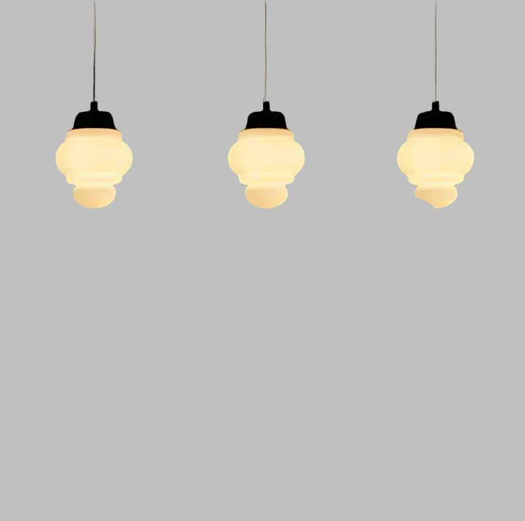 Chic Geometric Pendant Light in Frosted Glass - GeoDrop