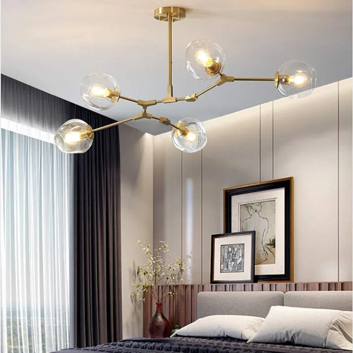 Modern Sputnik Ceiling Light with Bubble Glass Accents - BubbleDrop
