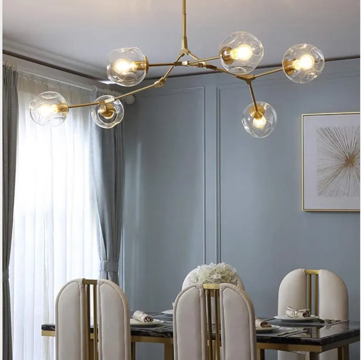 Modern Sputnik Ceiling Light with Bubble Glass Accents - BubbleDrop