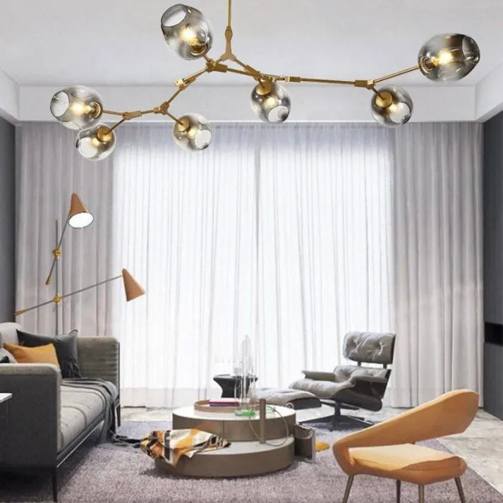 Modern Sputnik Pendant Lamp with Glass Bubble Accents - BubbleDrop