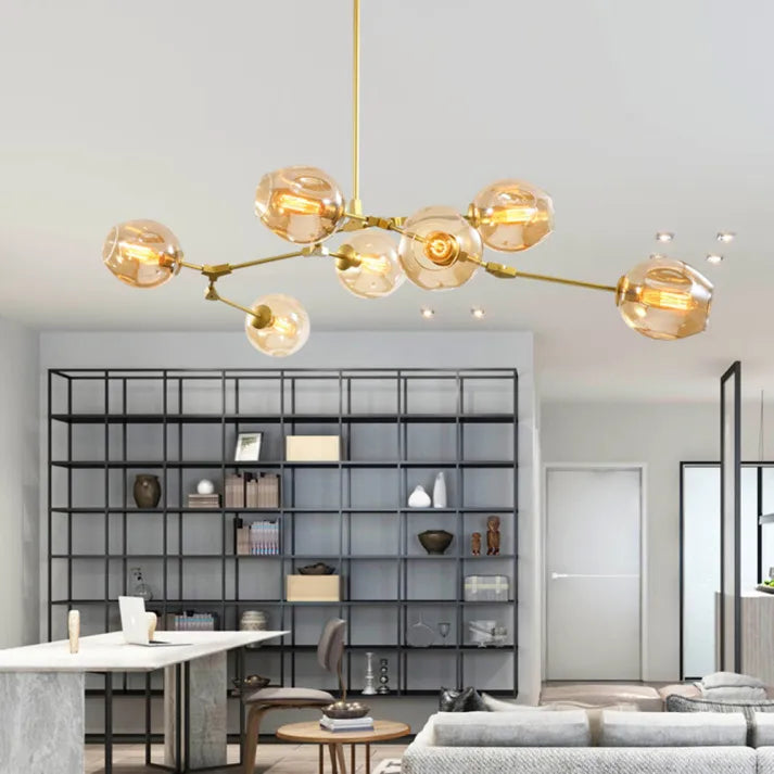 Modern Sputnik Ceiling Light with Bubble Glass Accents - BubbleDrop