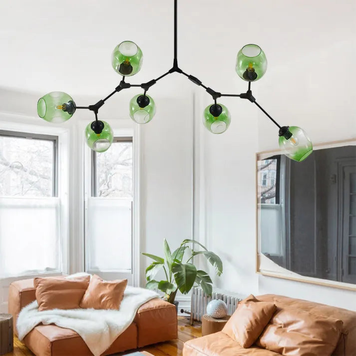 Modern Sputnik Pendant Lamp with Glass Bubble Accents - BubbleDrop