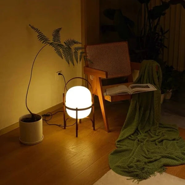 Woven Basket LED Lamp for Ambient Elegance - BasketTable