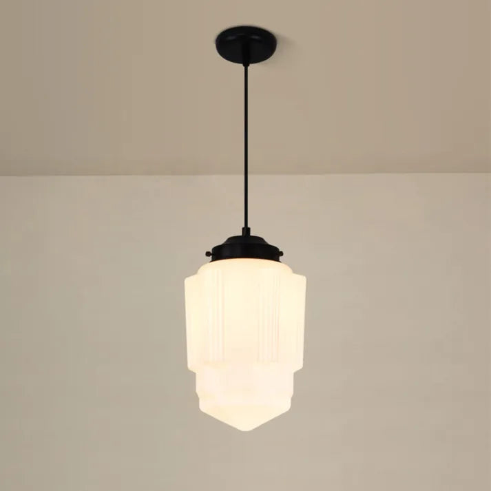 Chic Geometric Pendant Light in Frosted Glass - GeoDrop