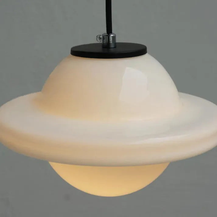 Chic Geometric Pendant Light in Frosted Glass - GeoDrop