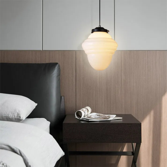 Chic Geometric Pendant Light in Frosted Glass - GeoDrop