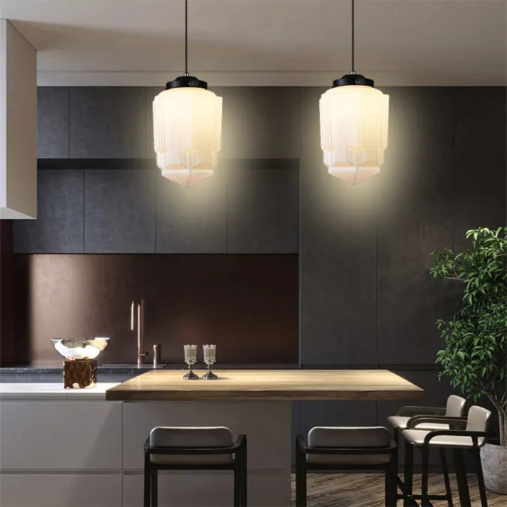Chic Geometric Pendant Lamp in Matte Glass - GeoDrop