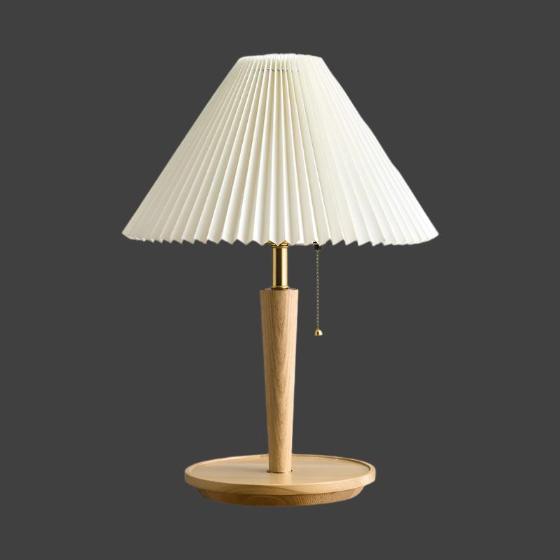 Cozy Pleated Wooden Table Lamp for Warm, Inviting Spaces - WoodTable