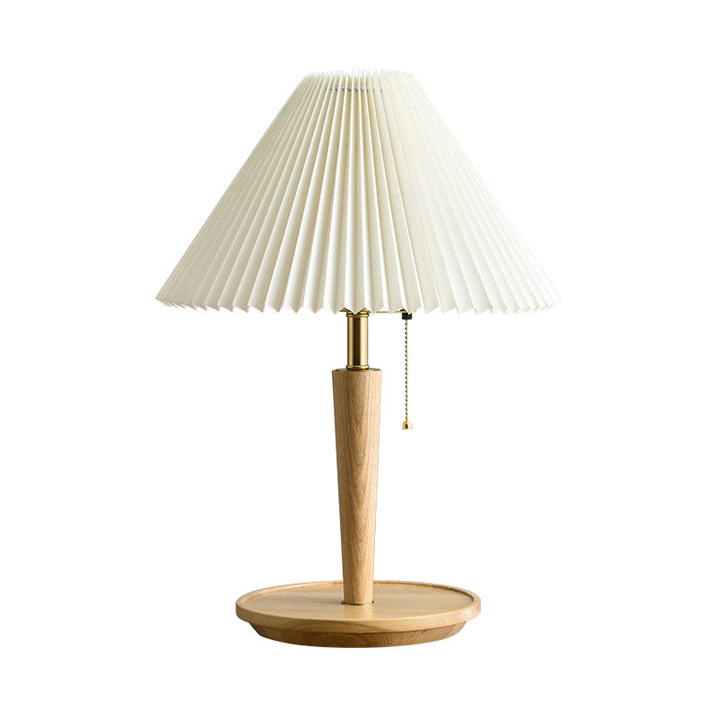 Cozy Pleated Wooden Table Lamp for Warm, Inviting Spaces - WoodTable