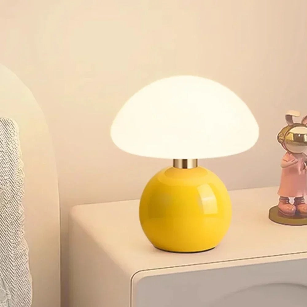 Modern Cream Ceramic Mushroom Table Lamp for a Cozy Glow - MushTable