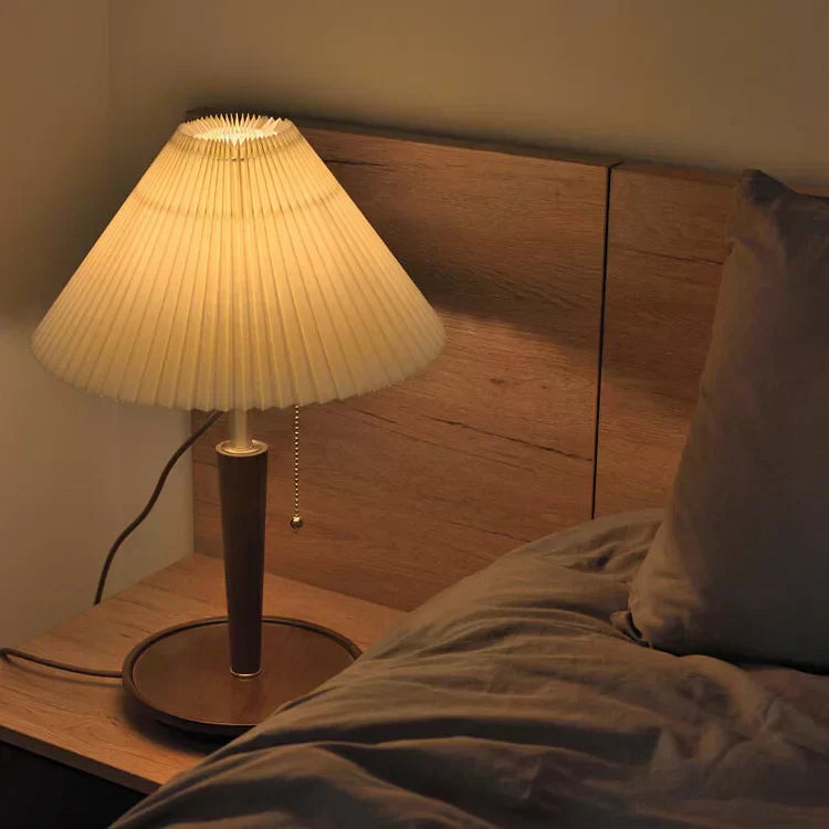 Cozy Pleated Wooden Table Lamp for Warm, Inviting Spaces - WoodTable