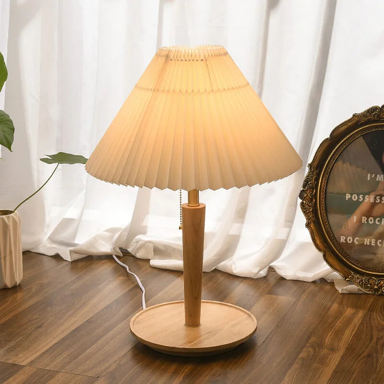 Cozy Pleated Wooden Table Lamp for Warm, Inviting Spaces - WoodTable